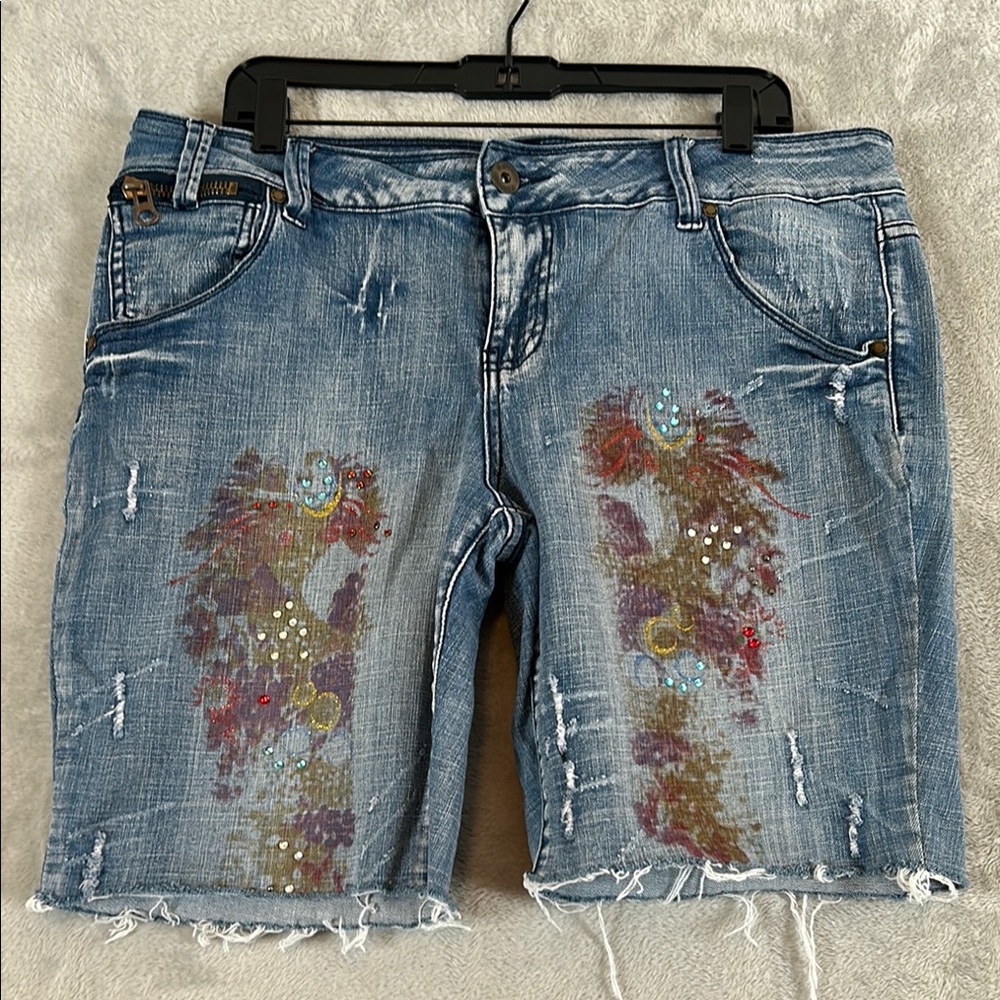 Avenue jeans art 2 wear bling cut off denim jean shorts size 14